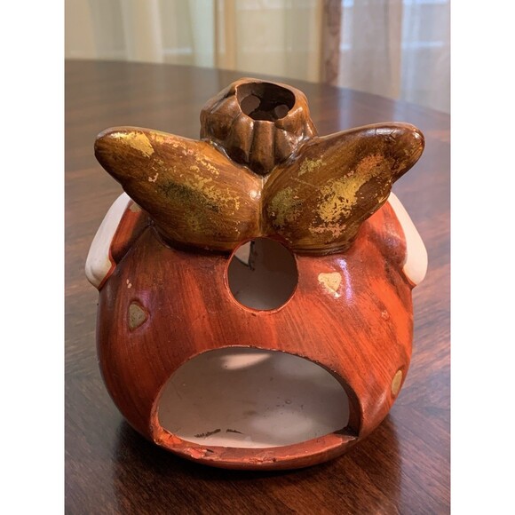 Candle Holder Round Ball Roly Poly Angel Delton Products Hand Painted Cut Out - Picture 3 of 11